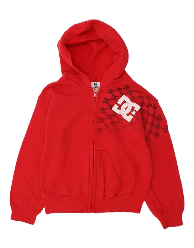 Girl Style DC Boys Graphic Zip Hoodie Sweater 4-5 Years Small  Red Cotton