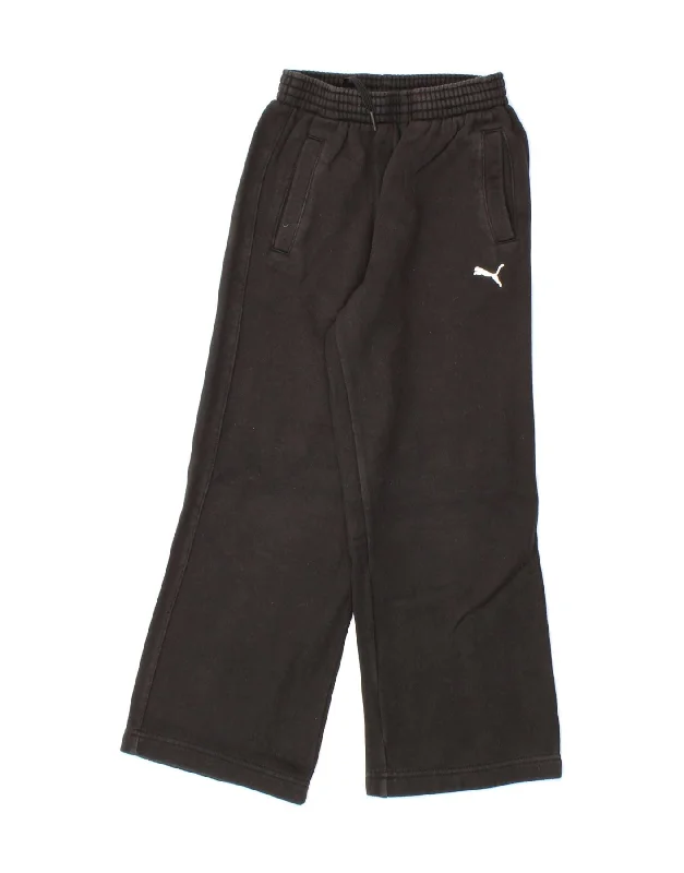 Trendy Items PUMA Boys Graphic Tracksuit Trousers 7-8 Years Small  Black Cotton