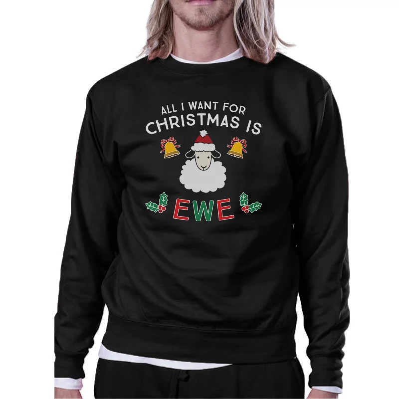Chic Relaxation All I Want For Christmas Is Ewe Black Sweatshirt
