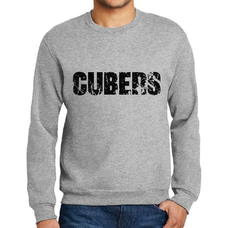 Celebrity Style Men's Printed Graphic Sweatshirt Popular Words CUBERS Grey Marl