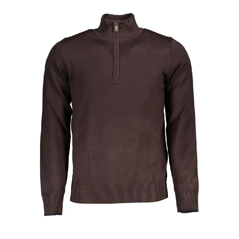 Slightly Flared Design U.S. Grand Polo Elegant Half Zip Sweater with Men's Embroidery
