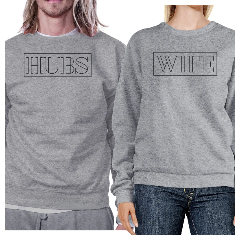 Elegant Wear Hubs And Wife Matching Couple Grey Sweatshirts
