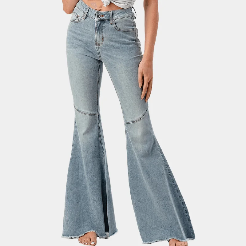 Luxury And Elegant Grace In La Light Wash Bell Bottom Jeans