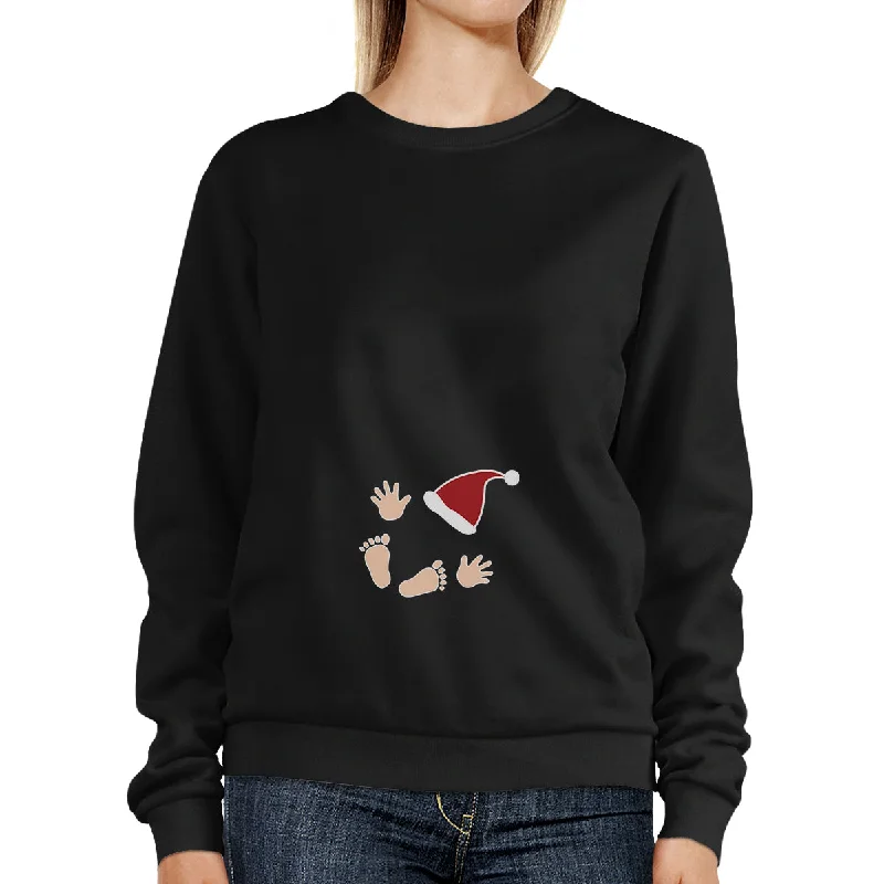 High-quality Design Baby Santa Foot And Handprints Black Sweatshirt