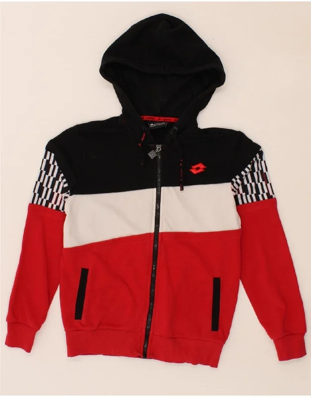 Comfortable Design LOTTO Boys Graphic Zip Hoodie Sweater 9-10 Years Red Colourblock Cotton