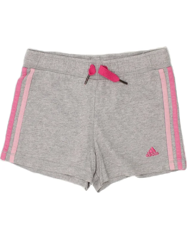 Versatile Comfort Wear ADIDAS Girls Sport Shorts 9-10 Years Grey Cotton