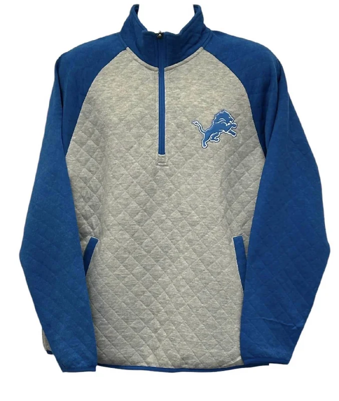 Elegant And Elegant Men's Detroit Lions 1/4-Zip Pullover In Grey