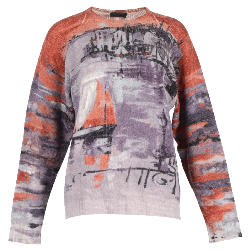 Dressing Tips Prada AW17 Knitted Shetland Village Print Sweater in Multicolor Wool