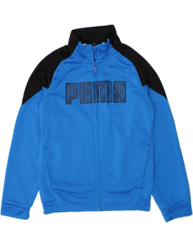Chic Outfits PUMA Boys Graphic Tracksuit Top Jacket 7-8 Years Small  Blue Colourblock
