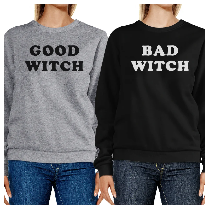 Casual Street Good Witch Bad Witch BFF Matching Grey and Black Sweatshirts