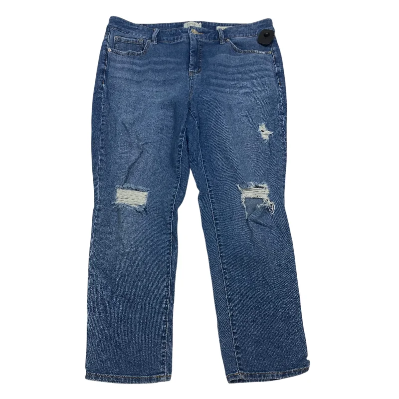Designer Style Jeans Straight By Jessica Simpson In Blue Denim, Size: 14