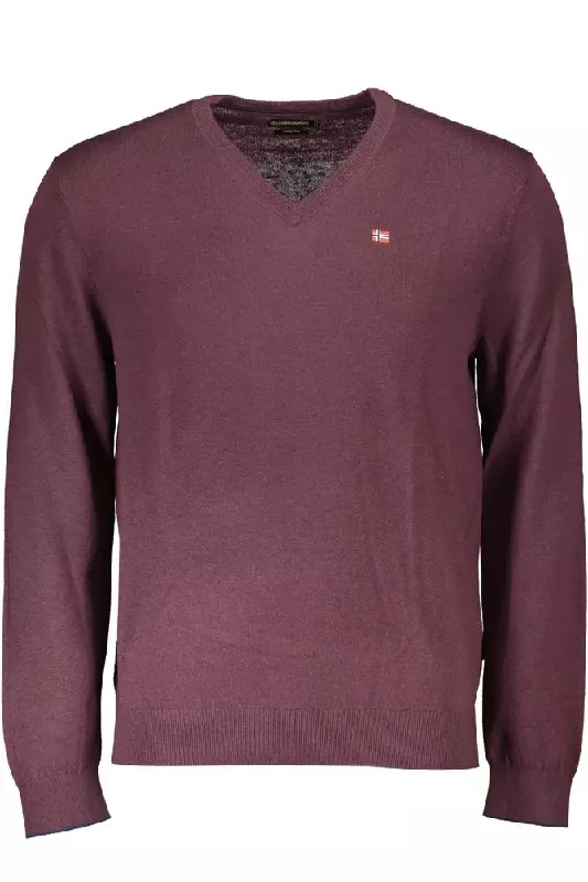 Designer Style Napapijri Timeless  Wool V-Neck Men's Sweater