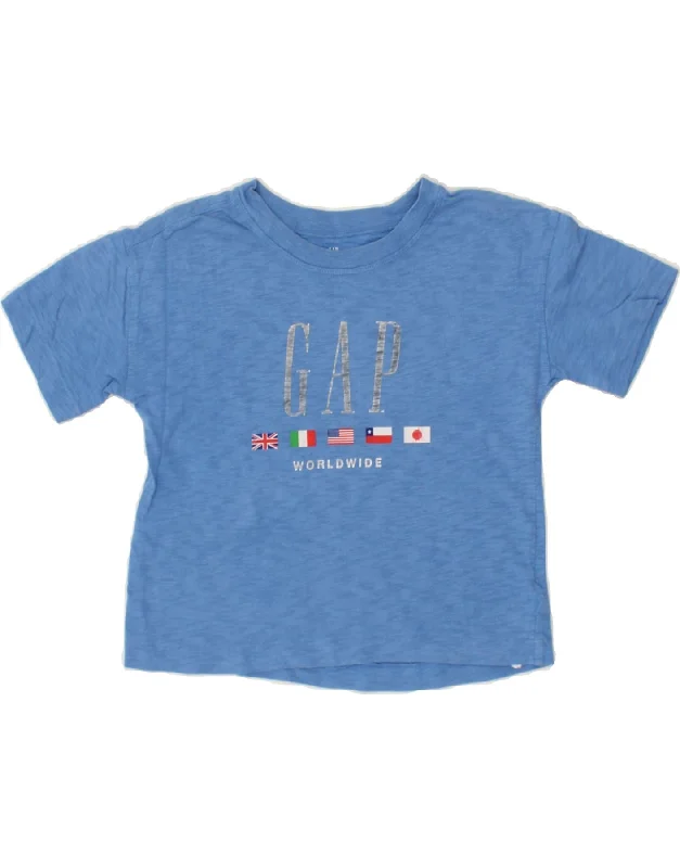 Lace Design GAP Girls Graphic T-Shirt Top 7-8 Years Medium Blue Cotton