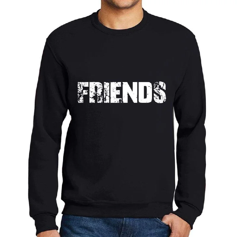 Bright Colors Men's Printed Graphic Sweatshirt Popular Words FRIENDS Deep Black