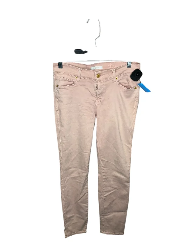 Fashionable Comfort Jeans Skinny By 7 For All Mankind In Pink Denim, Size: 8