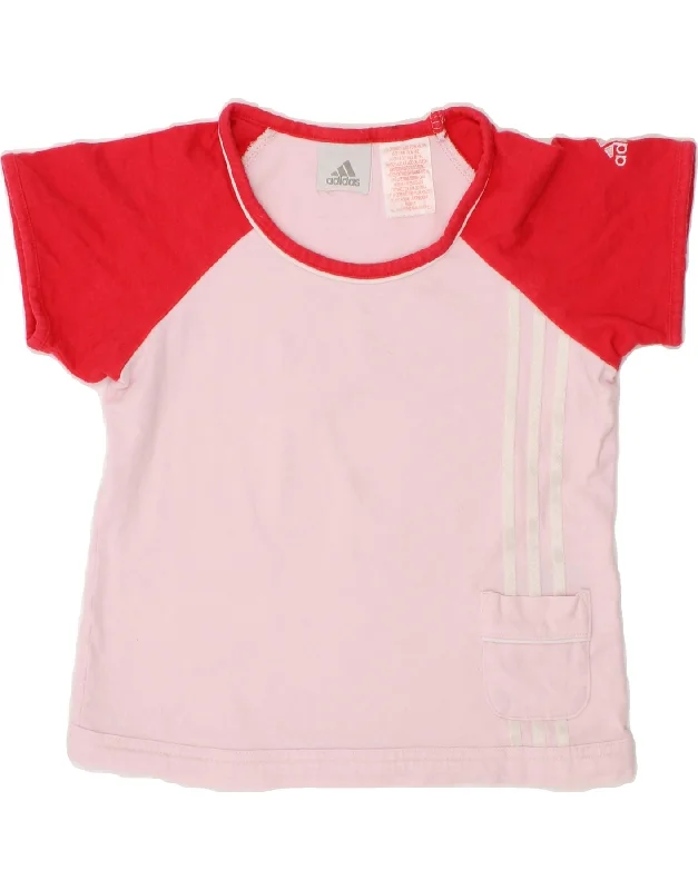 Chic Outfits ADIDAS Baby Girls T-Shirt Top 18-24 Months Pink Colourblock Cotton