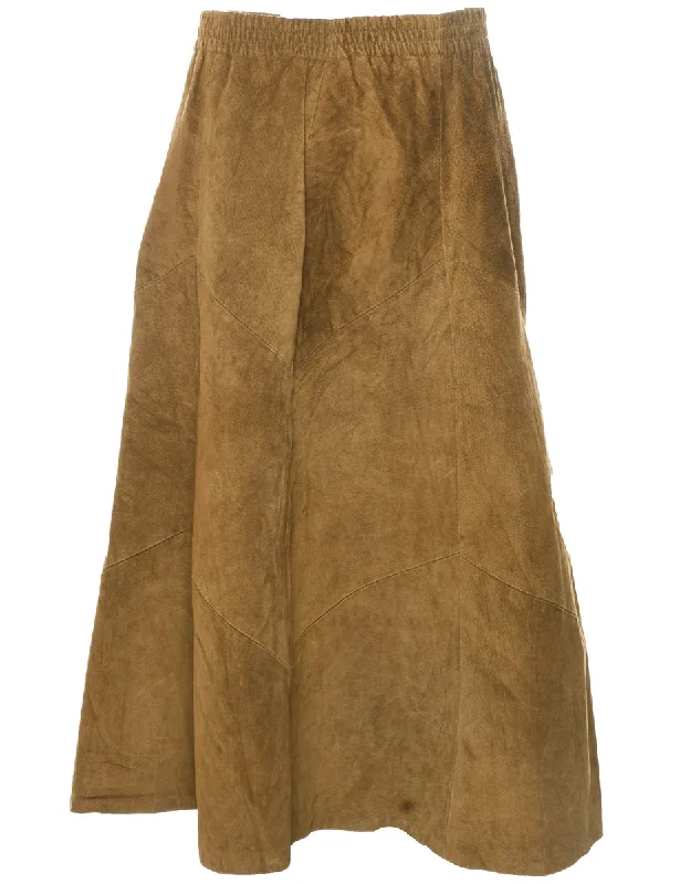 Chic Comfort Suede Flared Skirt - M