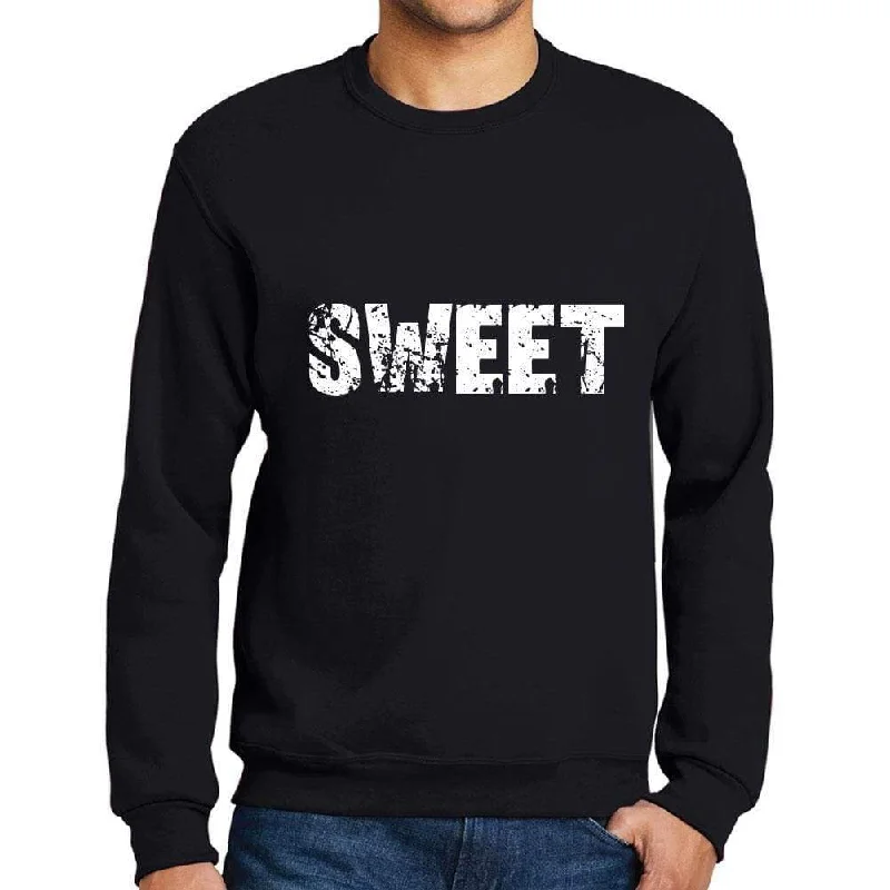 Easy Wear Chic Men's Printed Graphic Sweatshirt Popular Words SWEET Deep Black