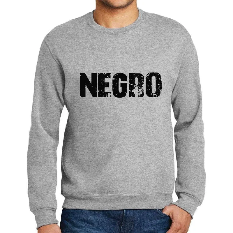 Comfort Fit Men's Printed Graphic Sweatshirt Popular Words NEGRO Grey Marl