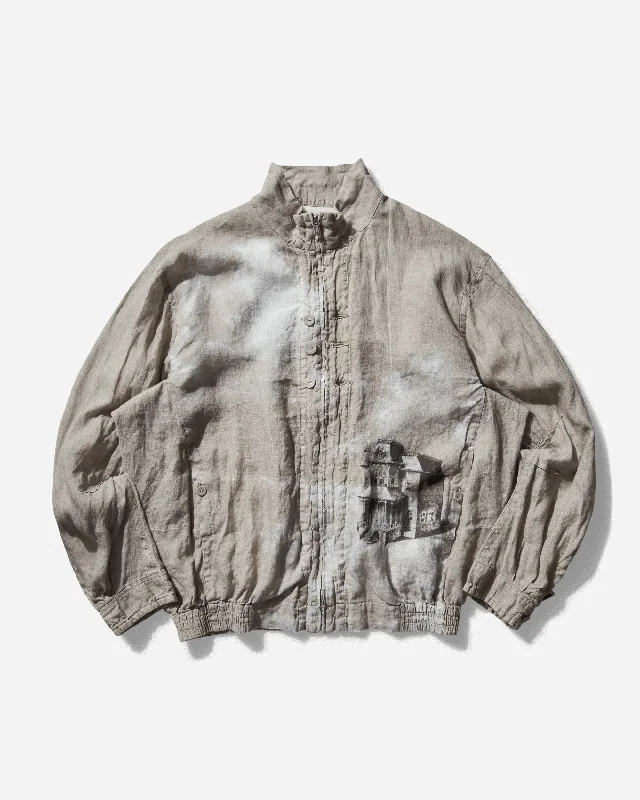 Versatile Wear Men's Linen Total Pattern Jacket Natural