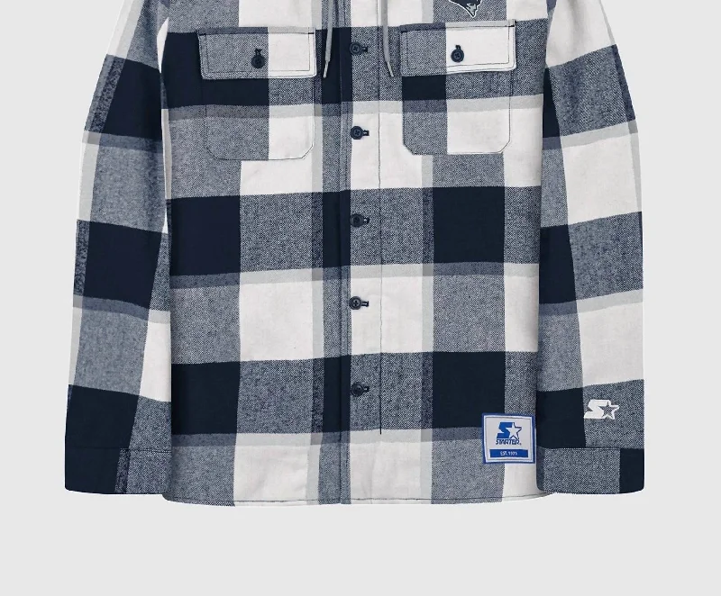 Free Design Men's New England Patriots The Big Joe Sherpa Lined Plaid Jacket In Navy