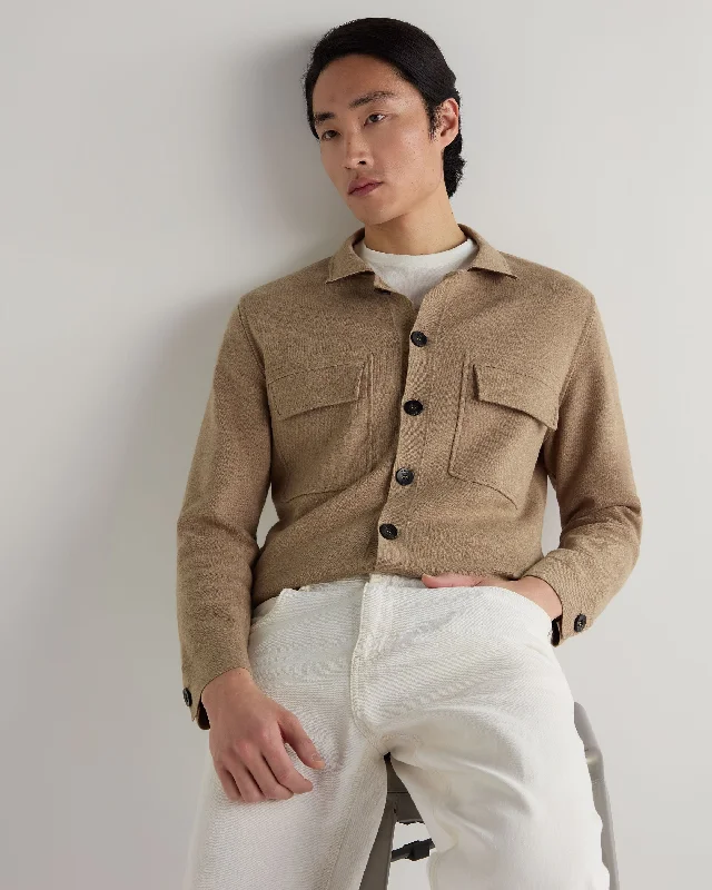 Chic Relaxation Men's Cotton Cashmere Overshirt Taupe Brown