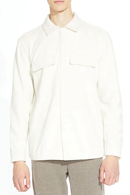 Modern Comfort Durbin Knit Shirt Jacket In Cream