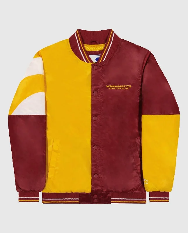 Fashion Must-have Men's Washington Commanders Varsity Satin Full-Snap Starter Jacket In Gold/burgundy