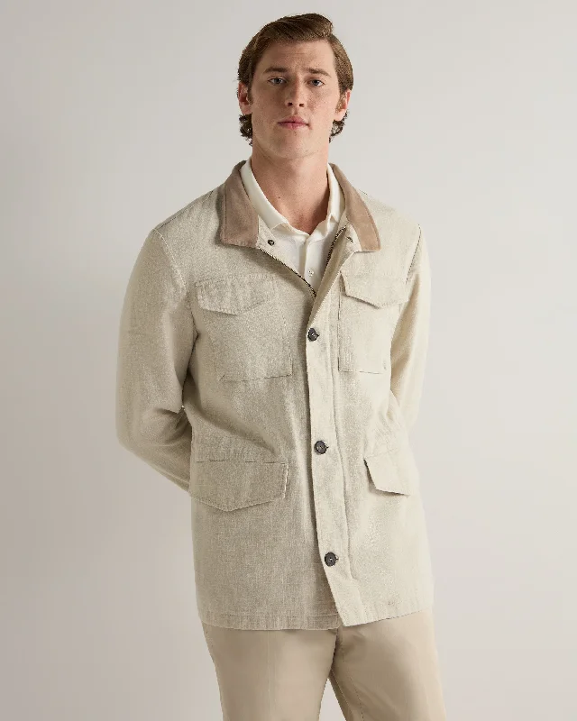Free And Comfortable Men's Maine Linen Jacket Sand Brown PRE-ORDER
