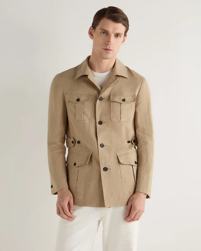 Casual Choice Men's Casablanca Linen Jacket Taupe Brown
