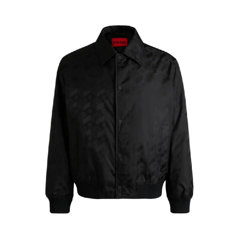 Unique Fashion Relaxed-fit bomber jacket with geometric-logo jacquard
