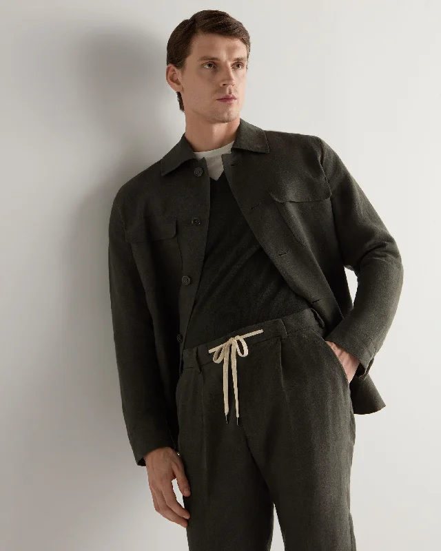 Design Must-have Men's Scala Linen Overshirt Arabica Khaki Green