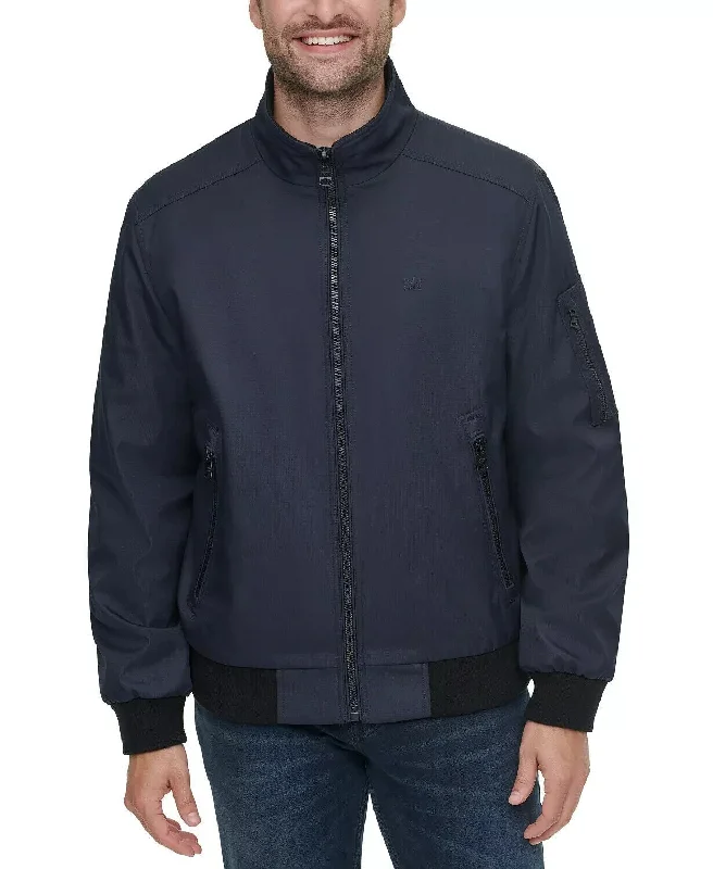 Easy Fashion Calvin Klein CM902513 Bomber Jacket Men Blue Ripstop Long Sleeve Full Zip MCWW64 Easy Fashion Calvin Klein CM902513 Bomber Jacket Men Blue Ripstop Long Sleeve Full Zip MCWW64