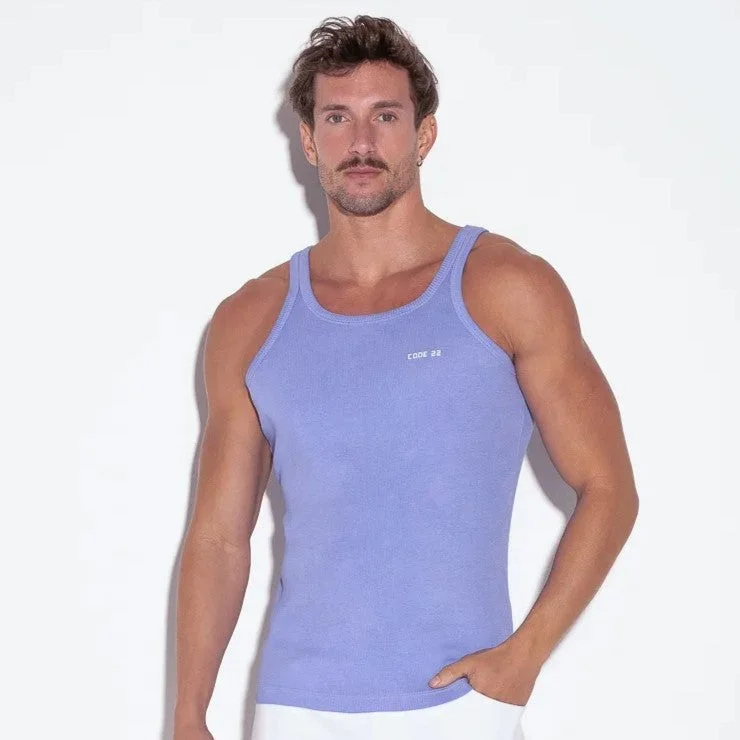 Cozy Lounge Wear Code 22 Vintage ribbed cotton tank 3301 sky blue