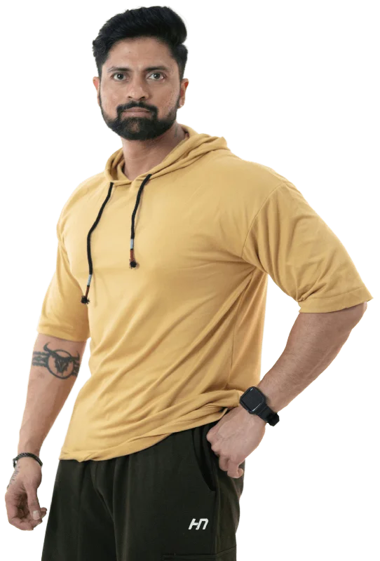 Light Fit THiNK Men's Beige Drop Sleeves Hoodie