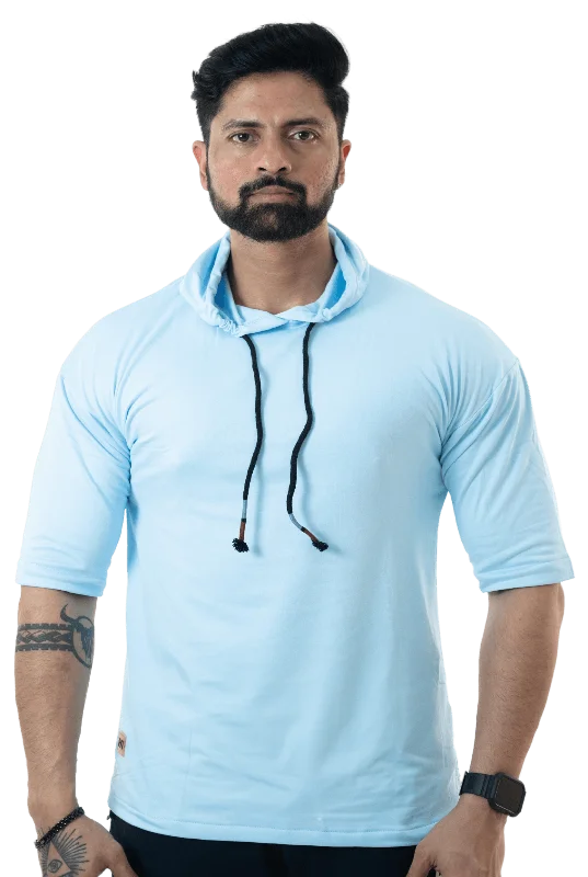 Soft Layers THiNK Men's Blue Drop Sleeves Hoodie
