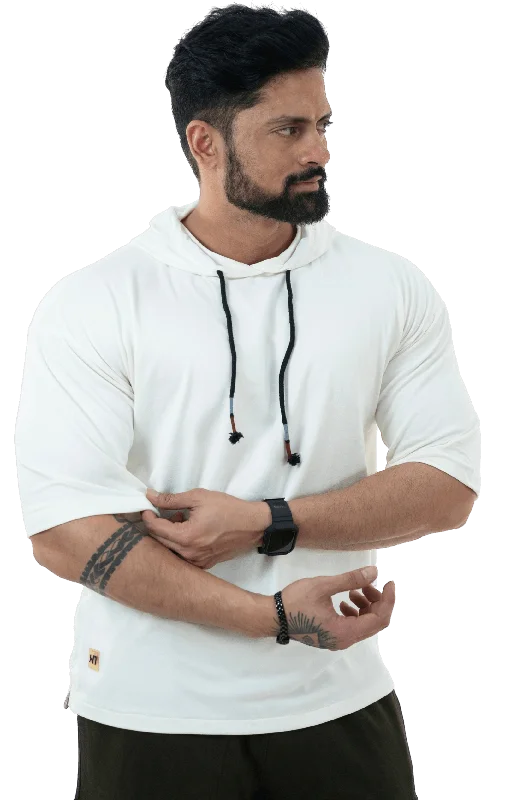 Timeless Style THiNK Men's White Drop Sleeves Hoodie