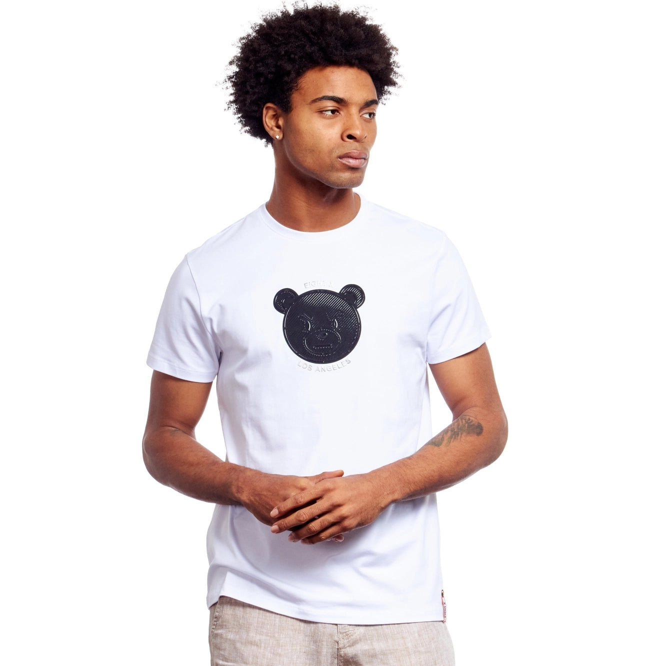 Basic Comfort Eight X Bad News Bear textured graphic t-shirt white