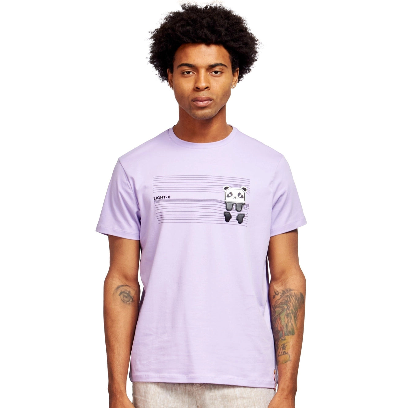Everyday Comfort Eight X Peek-A-Boo Panda textured graphic t-shirt purple