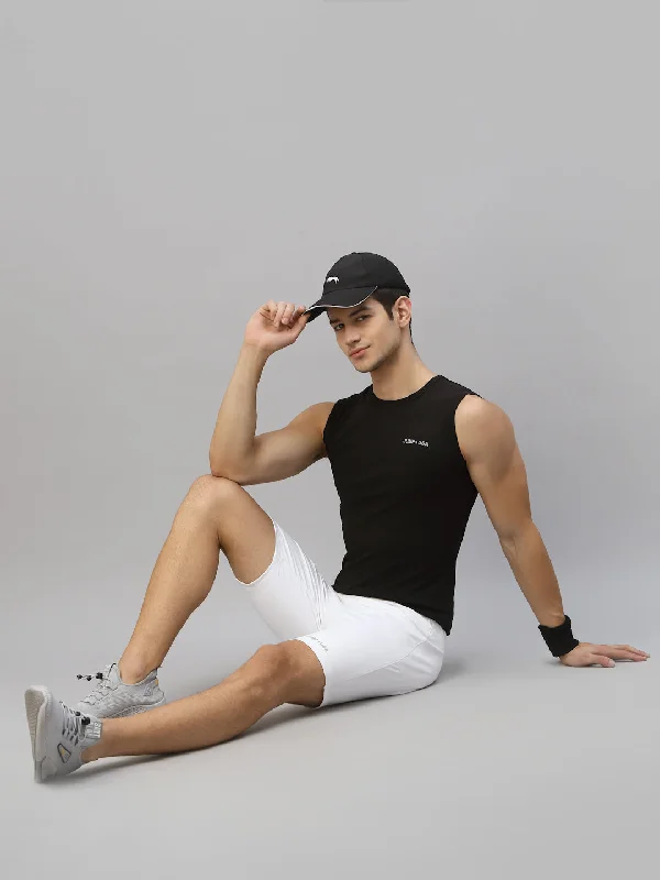 Lazy Style JUMP USA Men Black Pure Cotton Sleeveless Solid Tank T-shirt