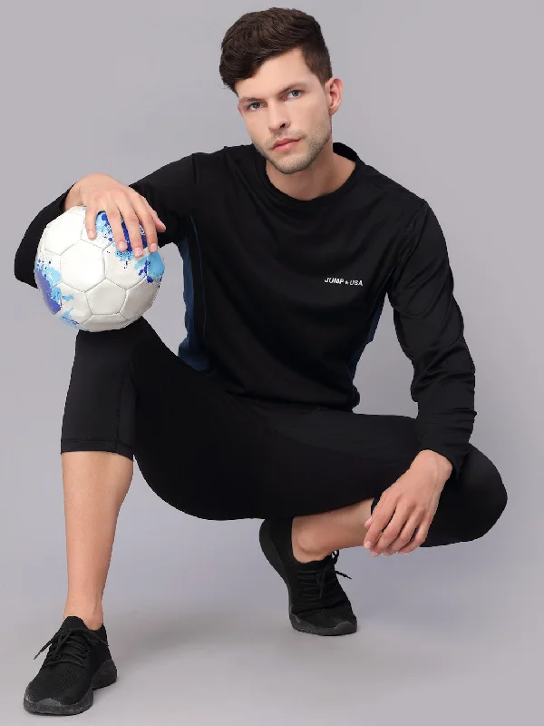 Easy Chic JUMP USA Men Black Rapid Dry-Fit Antimicrobial Short Running Tights