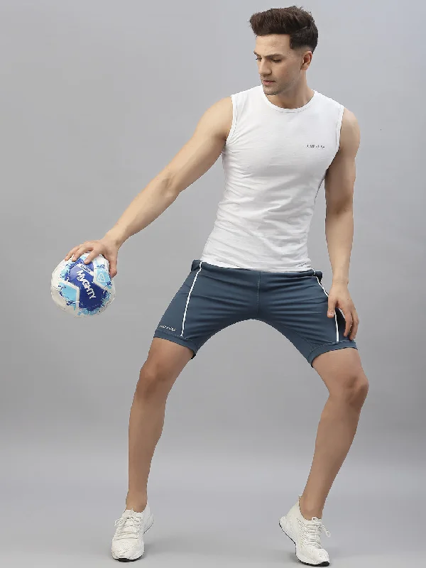 Cozy Street Style JUMP USA Men Ensign Blue Dry-Fit Solid Training Short Tights