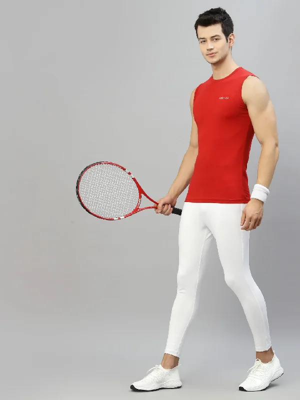 Cool Summer JUMP USA Men Red Pure Cotton Sleeveless Solid Tank T-shirt