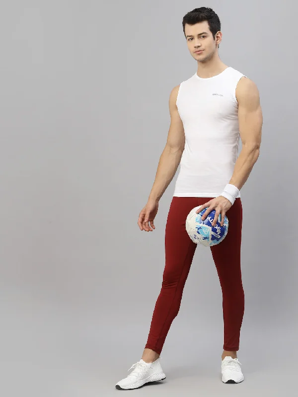 Dynamic Fashion JUMP USA Men White Pure Cotton Sleeveless Solid Tank T-shirt