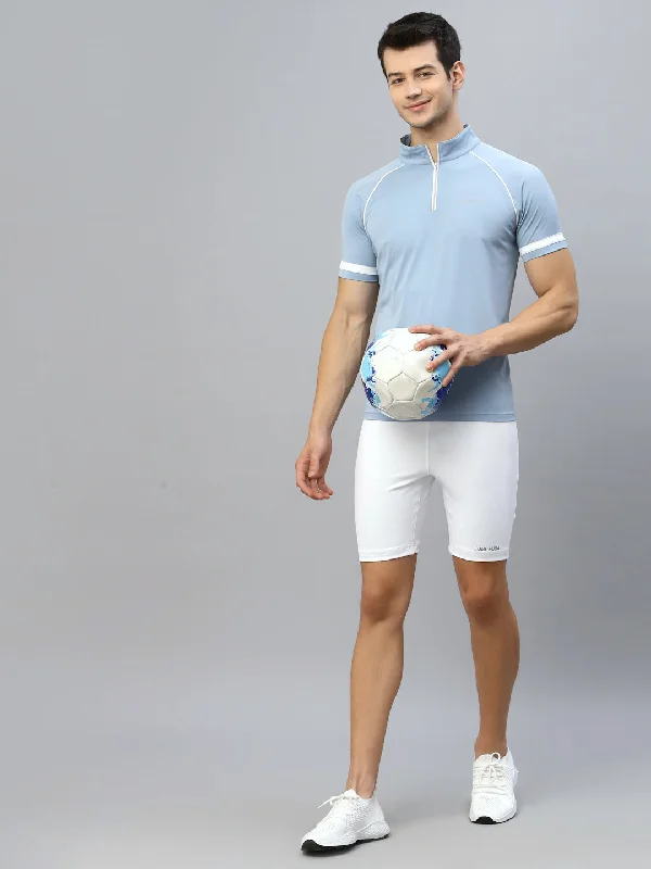 High-quality Styles JUMP USA Outdoor Men Cashmere Blue & White Rapid-Dry Solid T-Shirts