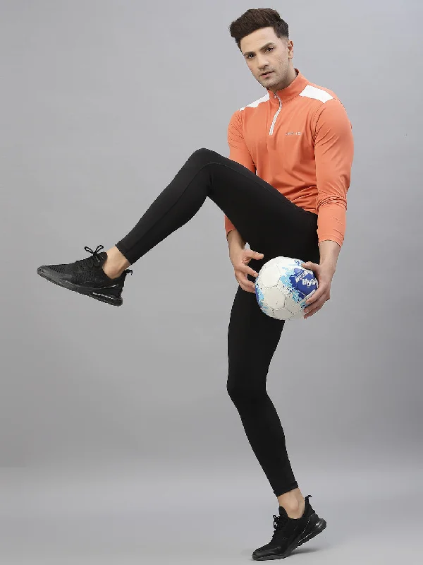 Comfortable Fitwear JUMP USA Outdoor Men Coral & White Rapid-Dry Solid T-Shirts