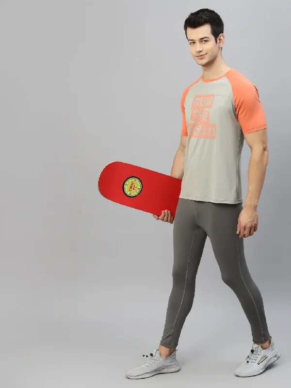 British Fashion JUMP USA Ultralyte Men Grey & Coral Running Rapid Dry T-Shirt