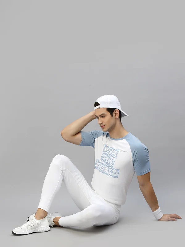 Girl Style JUMP USA Ultralyte Men White & Cashmere Blue Running Rapid Dry T-Shirt