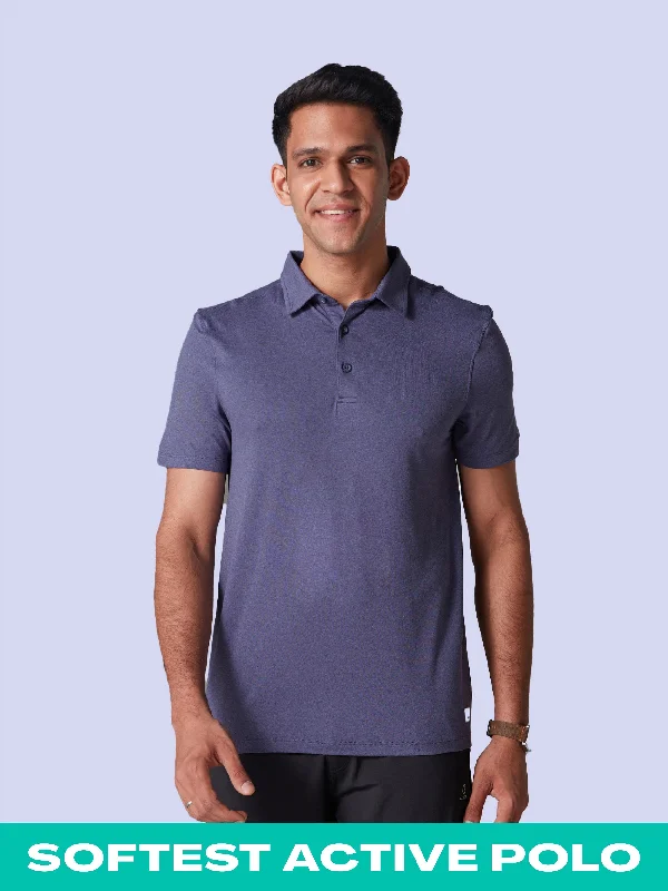 Double-sided Wear Active Lite Polo Anti-Odour T-Shirt Indigo
