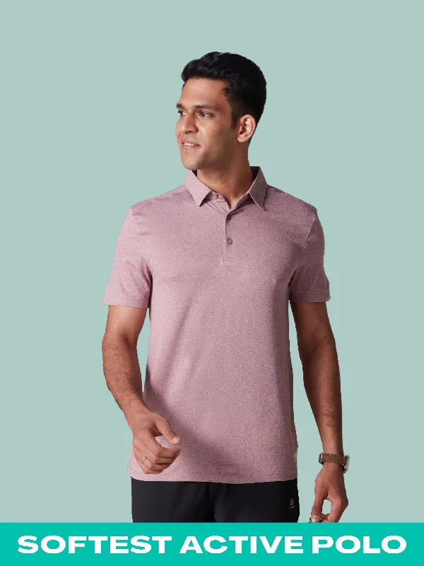Loose Fit Active Lite Polo Anti-Odour T-Shirt Mauve